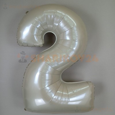 Шар (40''/102 см) Цифра, 2, Кремовый